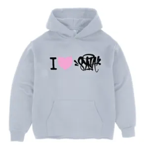 I HEART SYNA HOODIE GREY front view