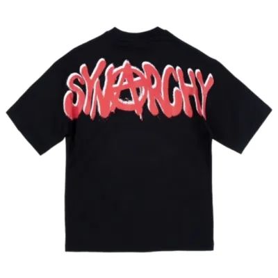 Front view of Black Synarchy Short Sleeve Tee from Syna World